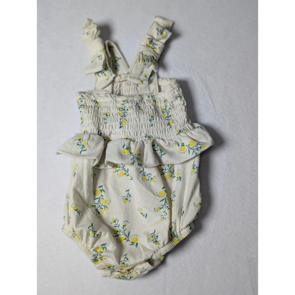 Jessica Simpson‎ Baby Girls Floral Smocked Ruffle Romper Yellow 3-6 Months